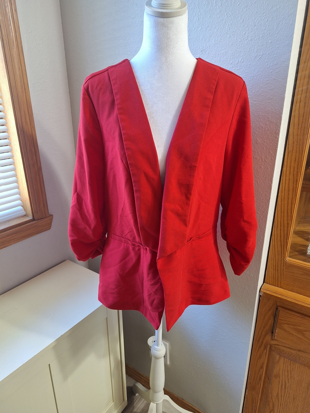 Torrid Red Open-Front Draped Blazer